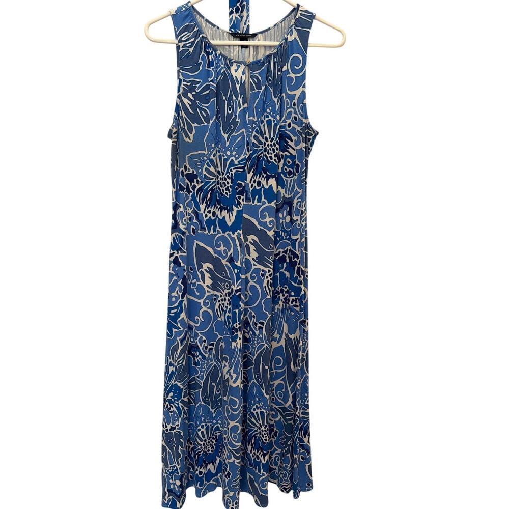 Lands End Shift Dress Women's Size Small Blue Sundress Beachy Flowy Boho Chic